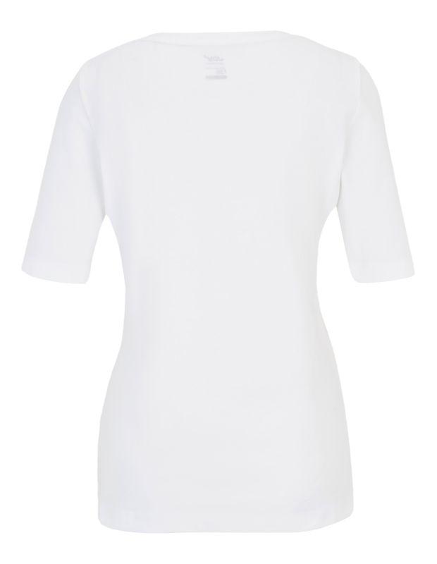 Joy Sportswear T-Shirt ARIA T-Shirt mit V-Ausschnitt und sanftem Schrift-Print Fabrikpreis