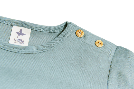 Leela Cotton 2286 | Baby Basic Langarmshirt - Taubenblau Begrenzte Freigabe