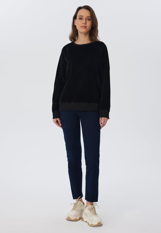 Leela Cotton 1278-021 | Damen Cord Sweatshirt - Schwarz Saisonale Angebote