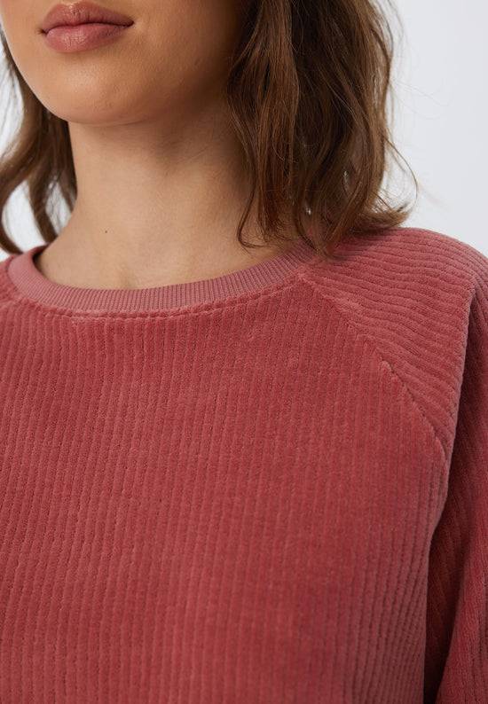 Leela Cotton 1278-072 | Damen Cord Sweatshirt - Dunkel Mauve Räumungsverkauf