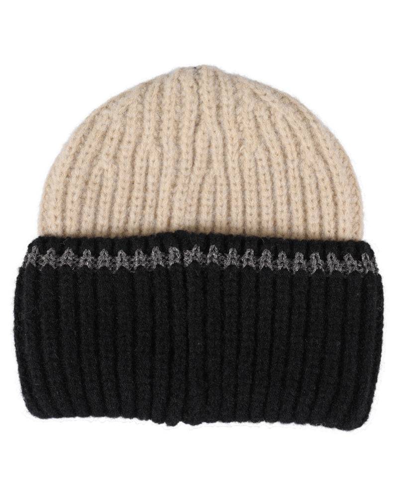 Loevenich SET Strickmütze + Schal - Beige-Schwarz Sonderangebot der Fabrik