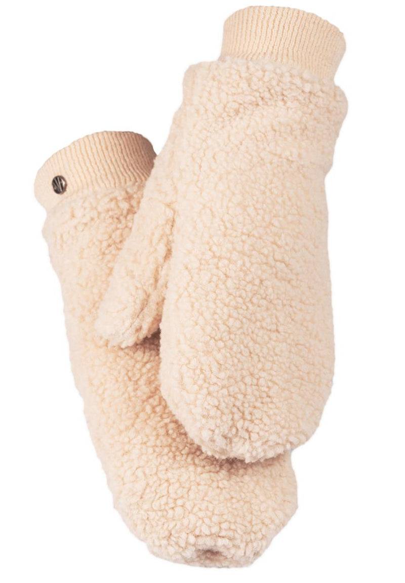 Loevenich Lammfell Imitation Kappe + Handschuh - Beige Super Rabatt