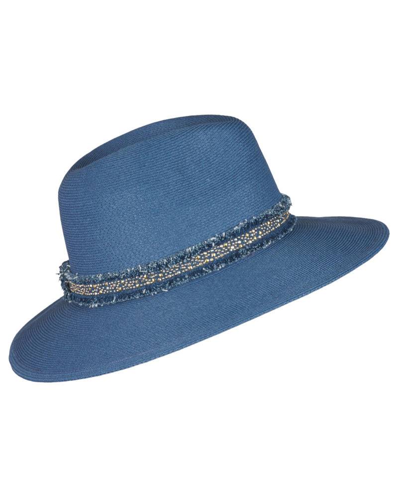 Loevenich großer Fedora mit Glitzersteinchen-Indigo Nur noch ein Tag übrig