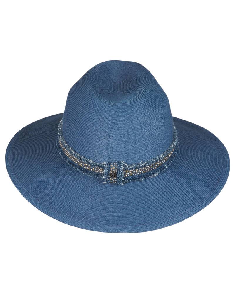 Loevenich großer Fedora mit Glitzersteinchen-Indigo Nur noch ein Tag übrig