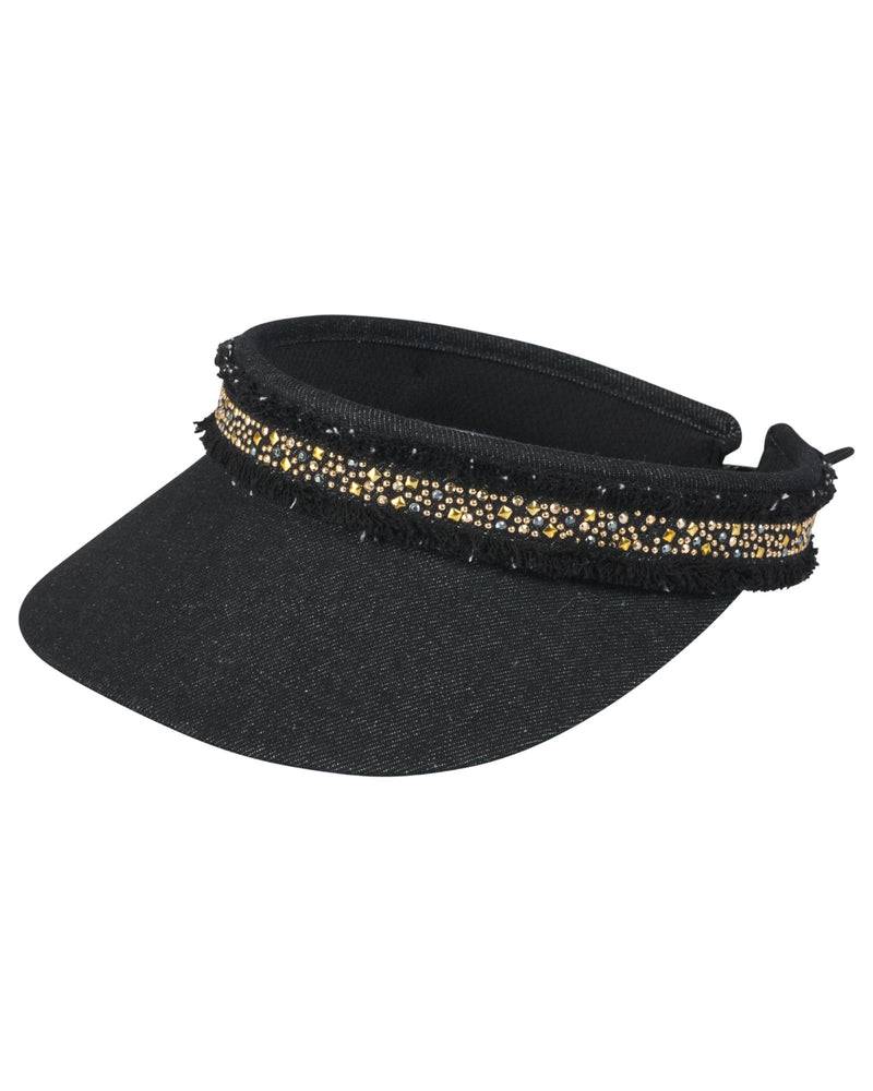 Loevenich Visor mit Glitzersteinchen-Denim Schwarz Auslauf