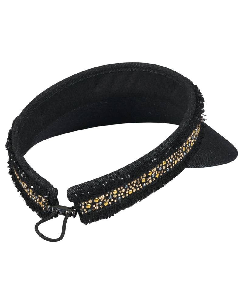 Loevenich Visor mit Glitzersteinchen-Denim Schwarz Auslauf