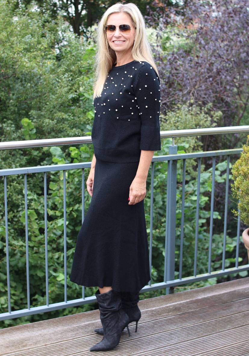 Miss Goodlife Skirt Knitted long – black Neuheiten