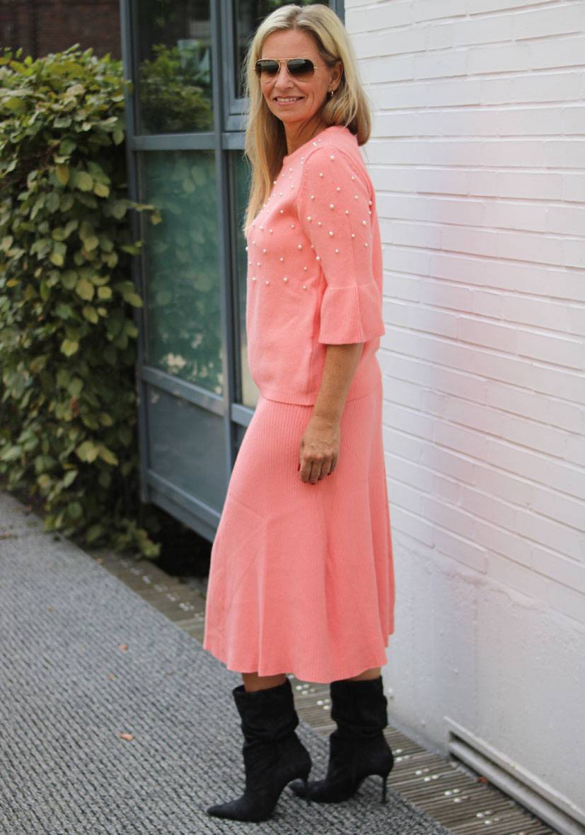 Miss Goodlife Skirt Knitted long – peach Räumungsverkauf