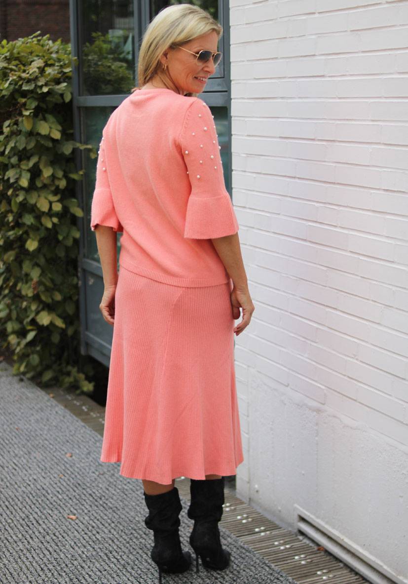 Miss Goodlife Skirt Knitted long – peach Räumungsverkauf