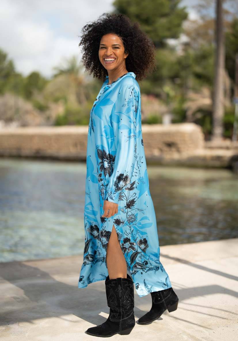 Miss Goodlife Dress Blue Flower Midi Discount Store für neue Produkte