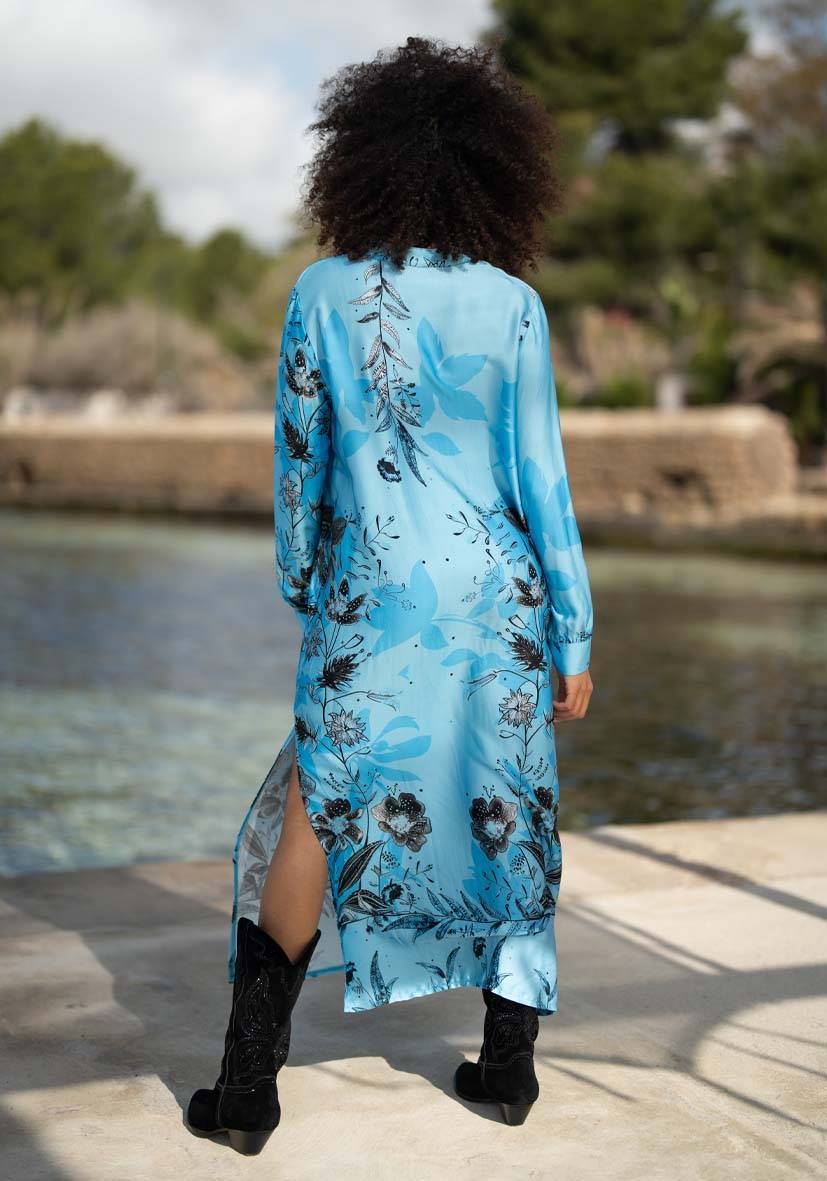 Miss Goodlife Dress Blue Flower Midi Discount Store für neue Produkte