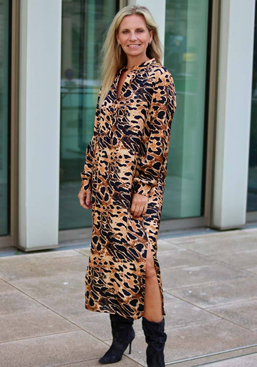 Miss Goodlife Dress Fancy Leo Midi – brown Meist gekauft