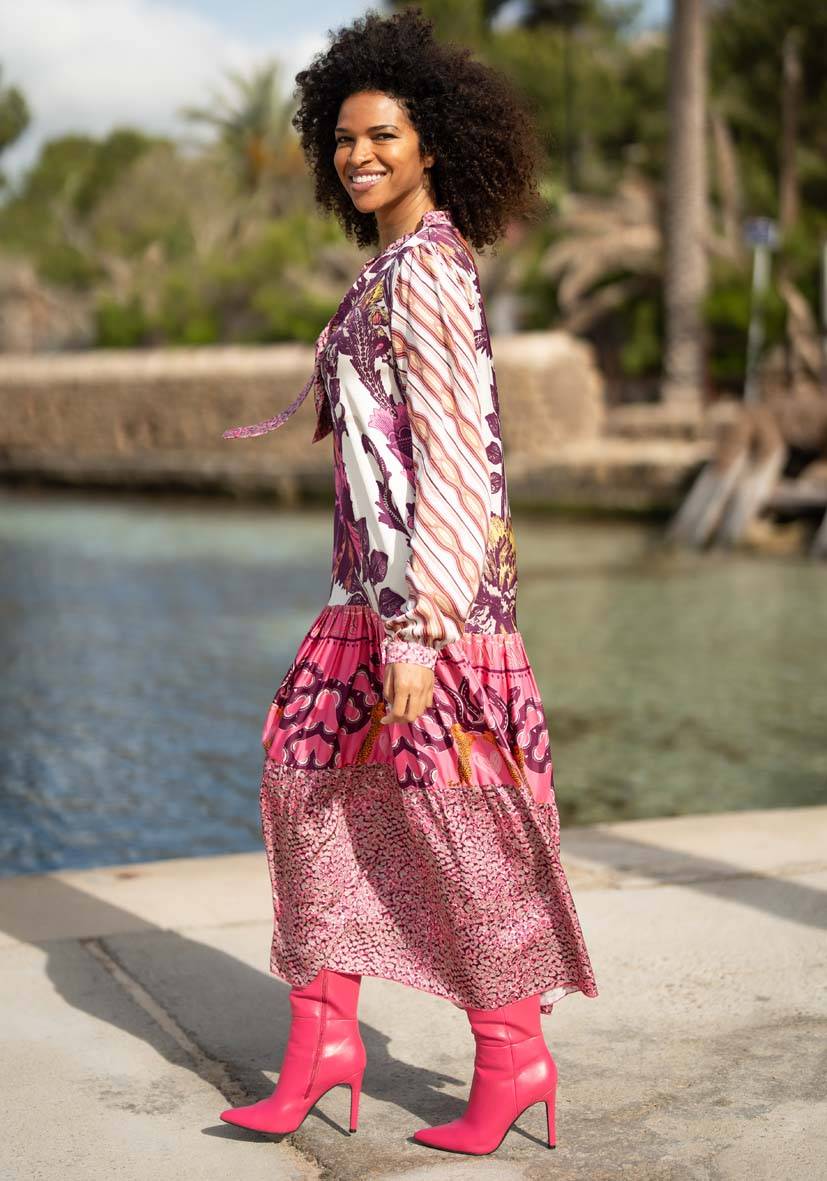 Miss Goodlife Dress Pink Snakes Flash Sale