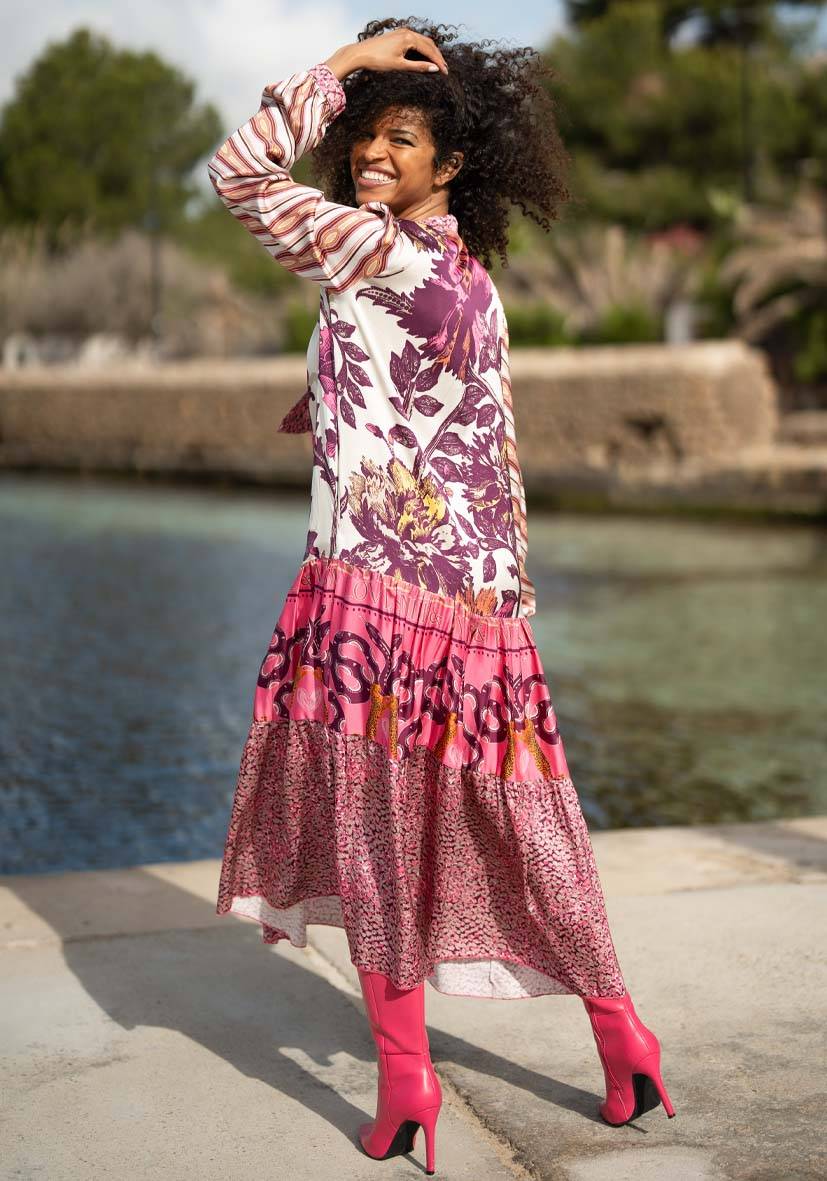 Miss Goodlife Dress Pink Snakes Flash Sale