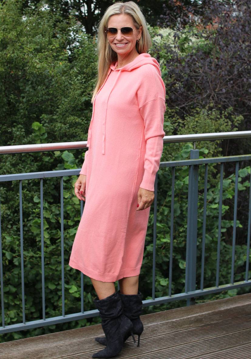 Miss Goodlife Dress Knitted Hoodie long – peach Muttertagsangebot