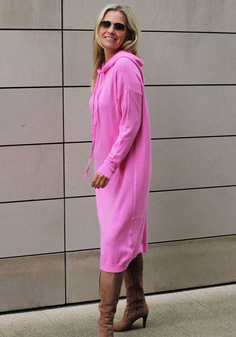 Miss Goodlife Dress Knitted Hoodie long – pink Vatertagsangebot