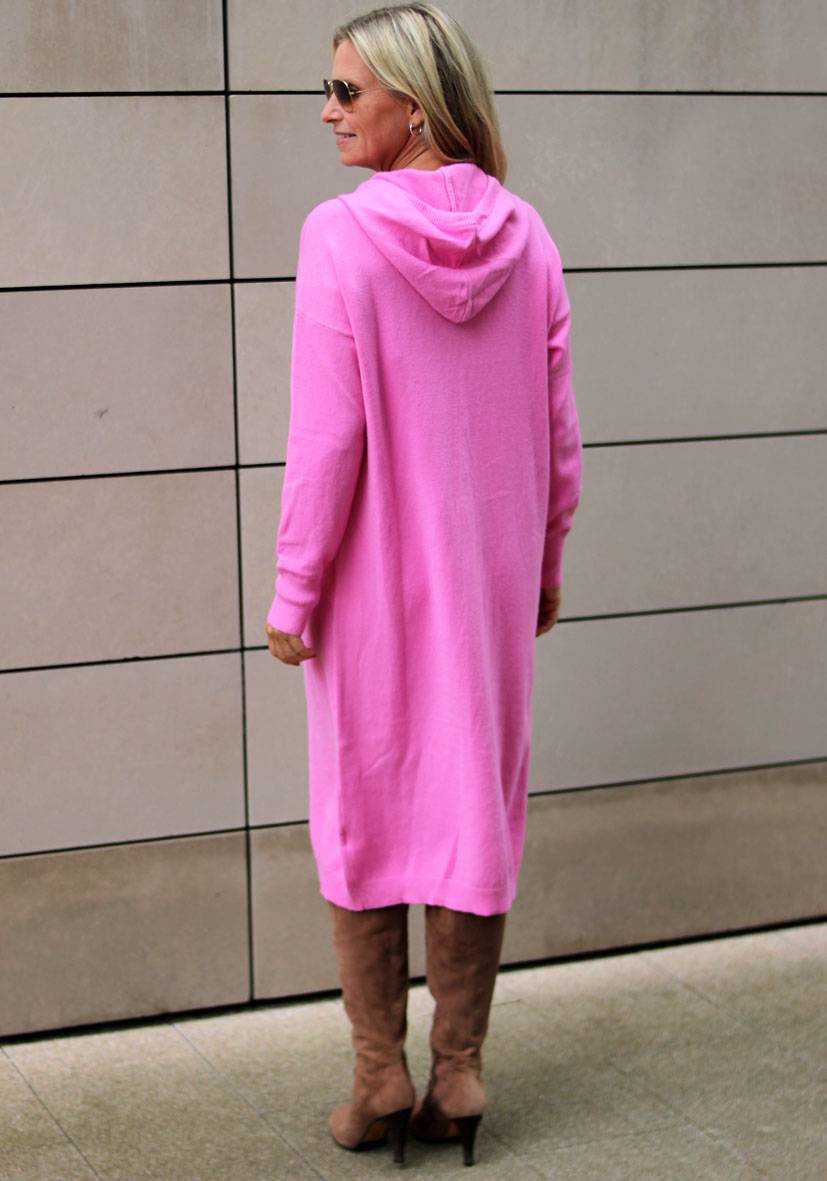 Miss Goodlife Dress Knitted Hoodie long – pink Vatertagsangebot