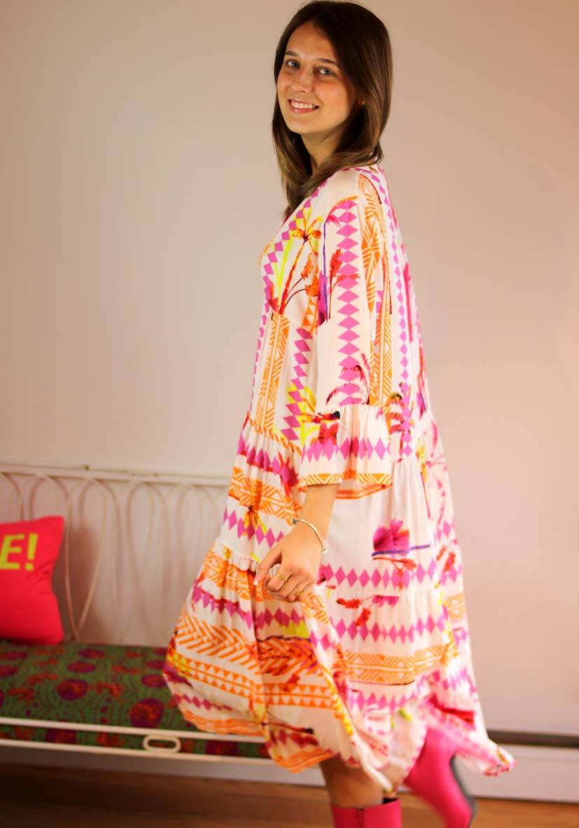Miss Goodlife Dress Indie Big Leaves Räumungsverkauf