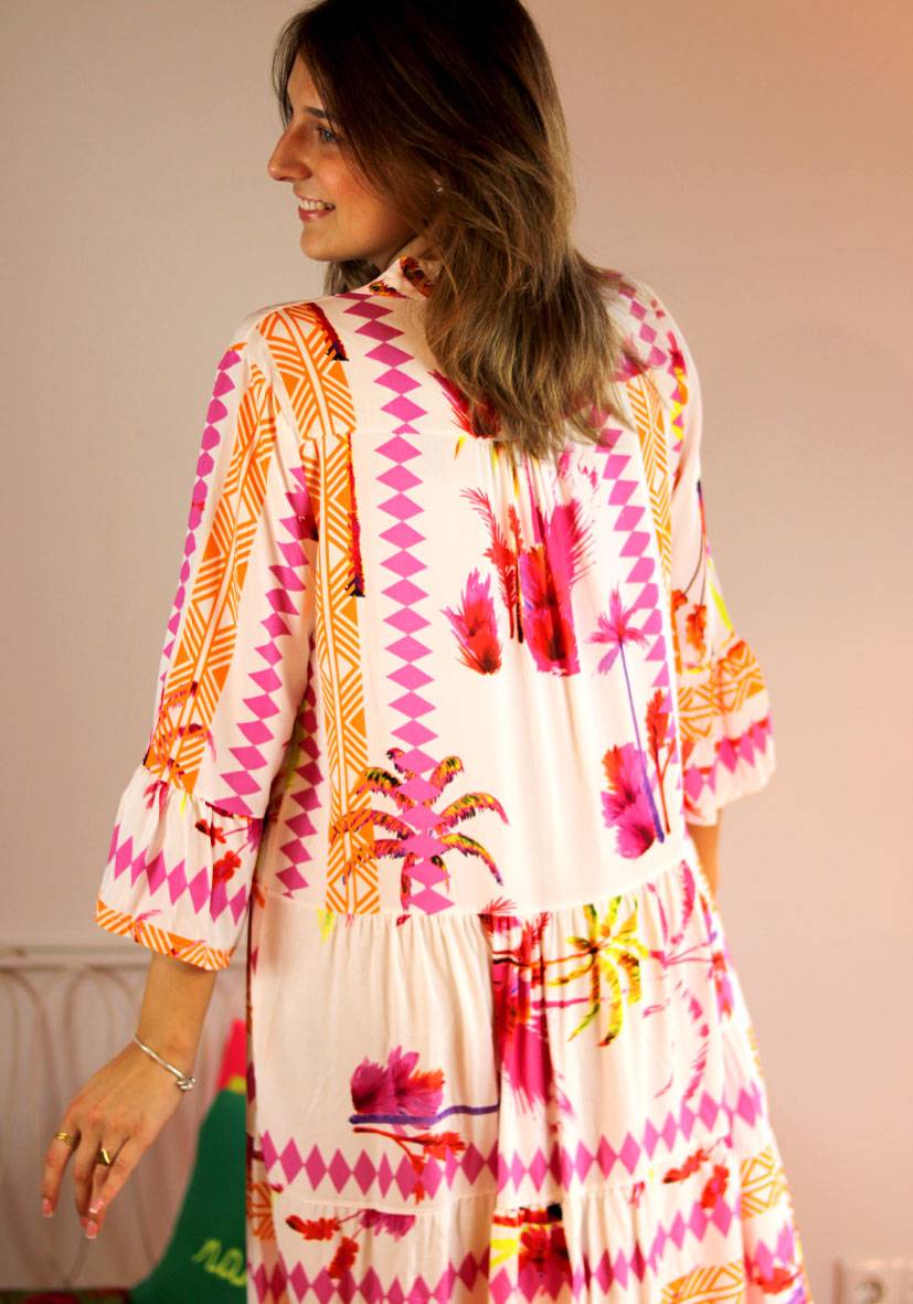 Miss Goodlife Dress Indie Big Leaves Räumungsverkauf