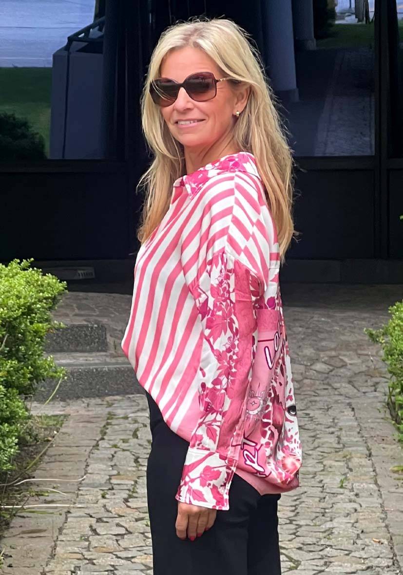 Miss Goodlife Bluse Flowers and Stripes Kauf eins, bekomm eins gratis