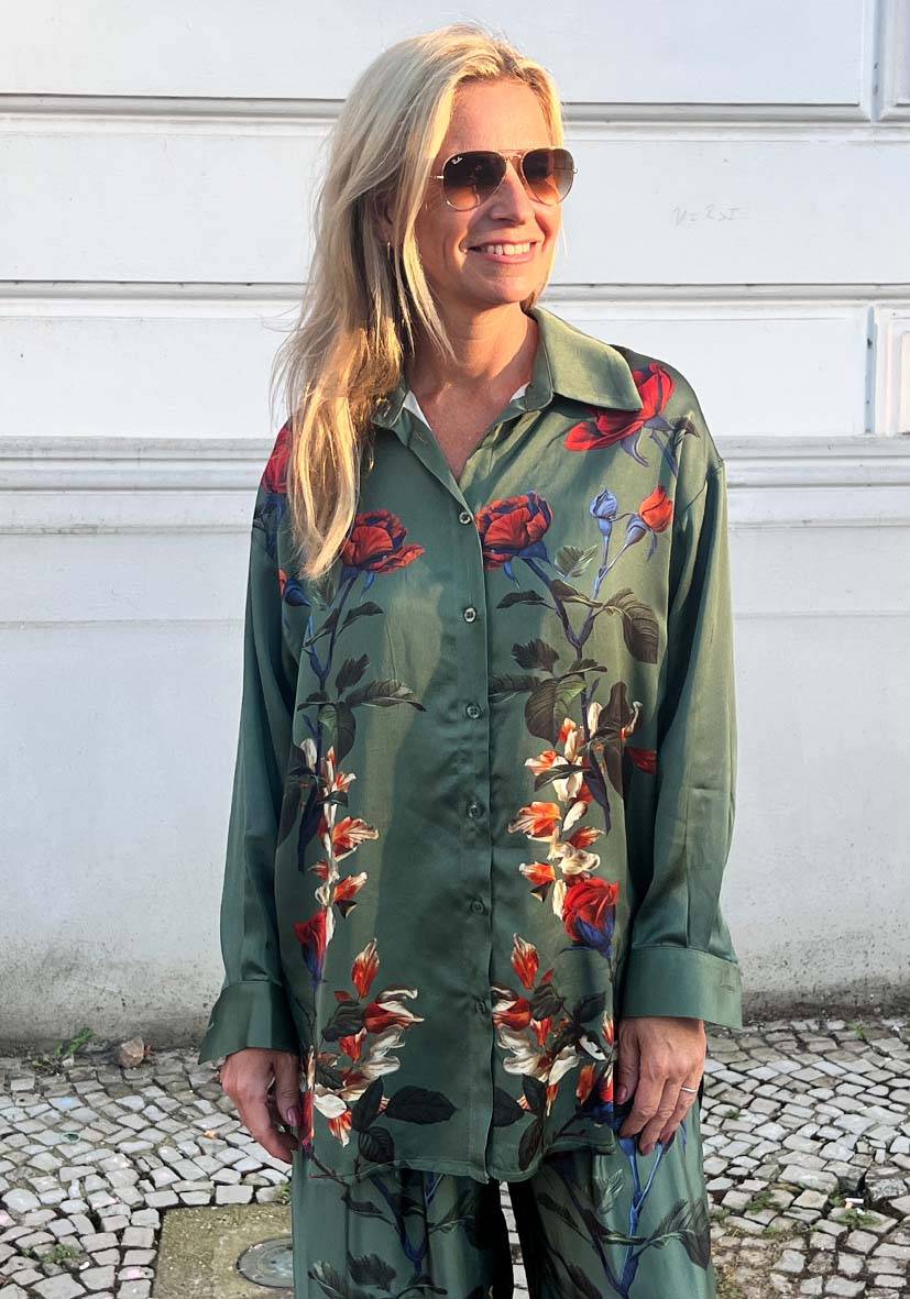 Miss Goodlife Blouse Roses green Bis zu 65% Rabatt