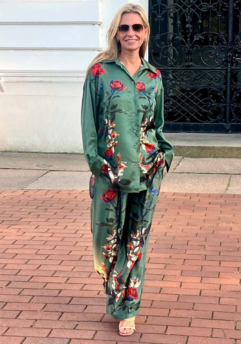 Miss Goodlife Blouse Roses green Bis zu 65% Rabatt