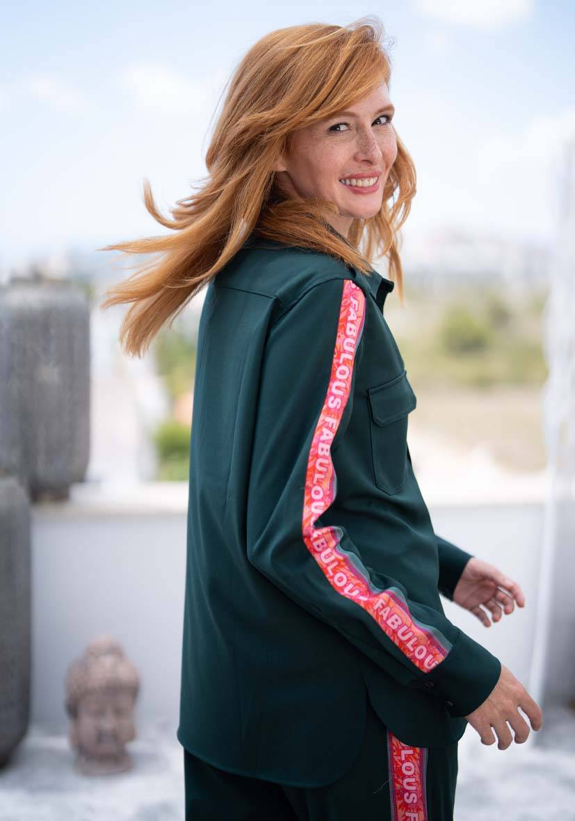 Miss Goodlife Bluse Border Love – green Sonderangebot der Fabrik