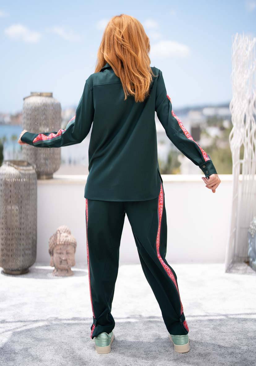 Miss Goodlife Bluse Border Love – green Sonderangebot der Fabrik