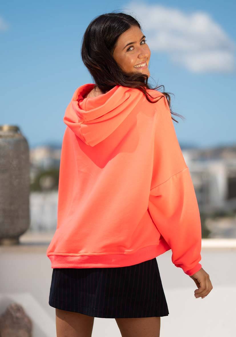 Miss Goodlife Hoodie Choose Happy Strass – neonpink Verkauf