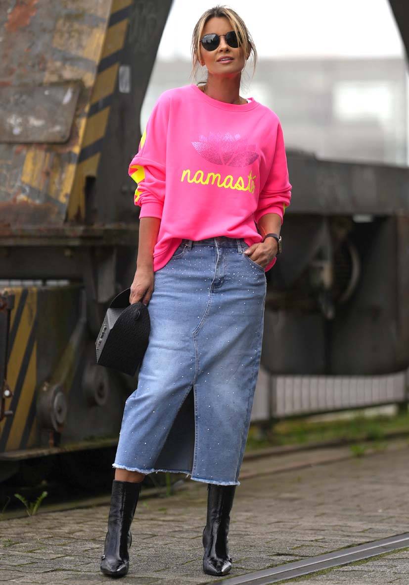 Miss Goodlife Roundneck Double Namasté Strass – neonpink Hotsell