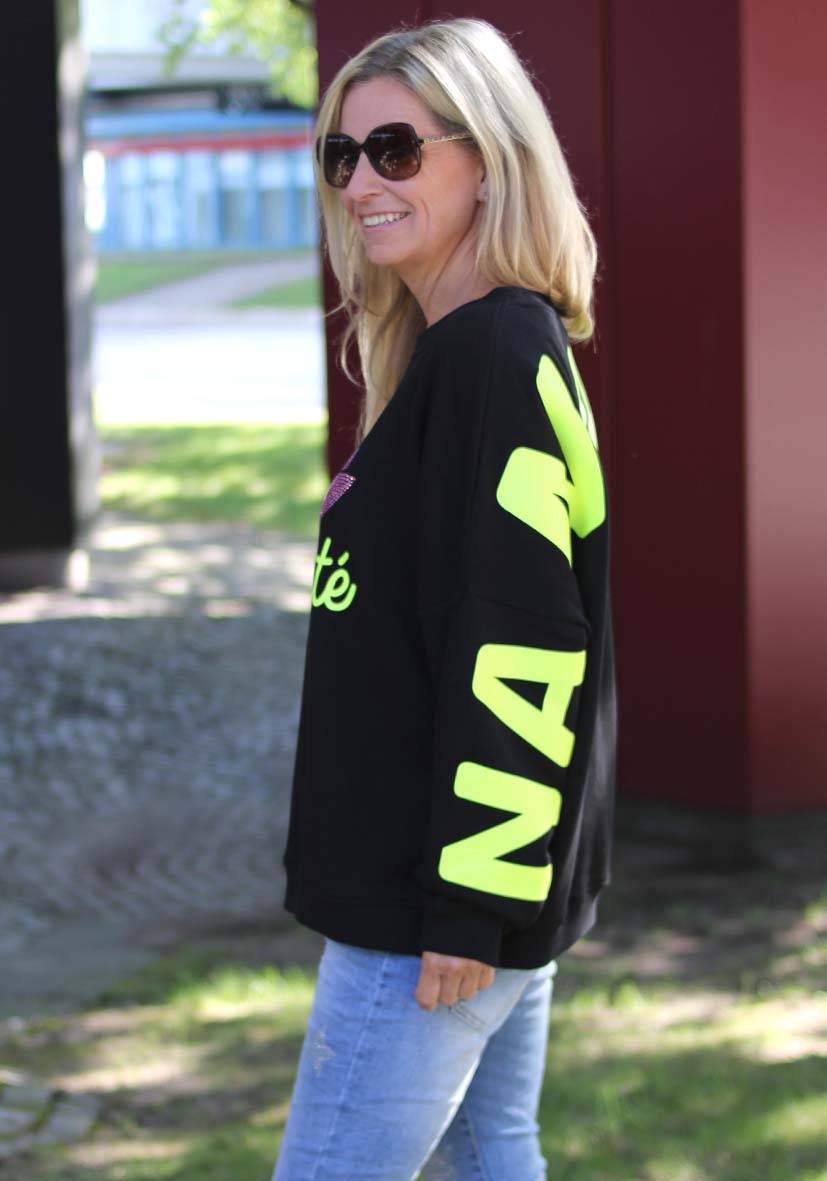 Miss Goodlife Roundneck Double Namasté Strass – black im Angebot