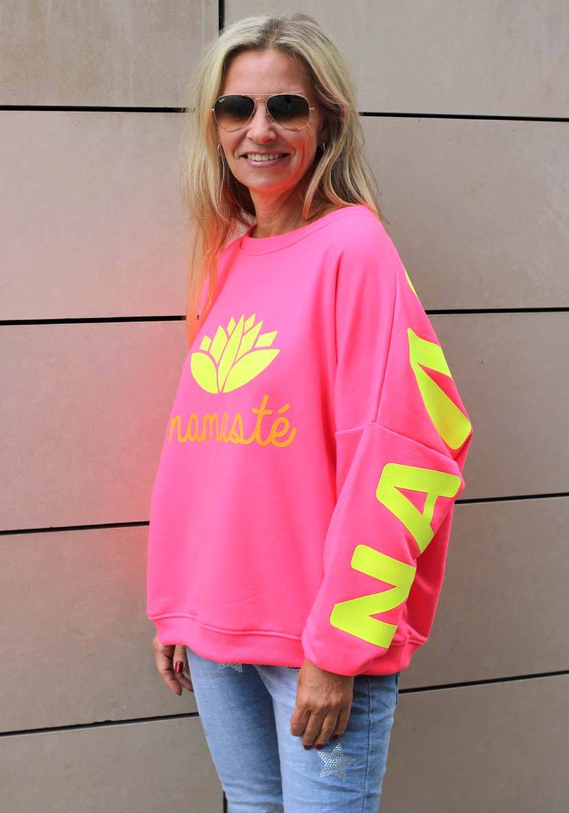 Miss Goodlife Roundneck Double Namasté Glitter – neonpink Günstiger Verkauf