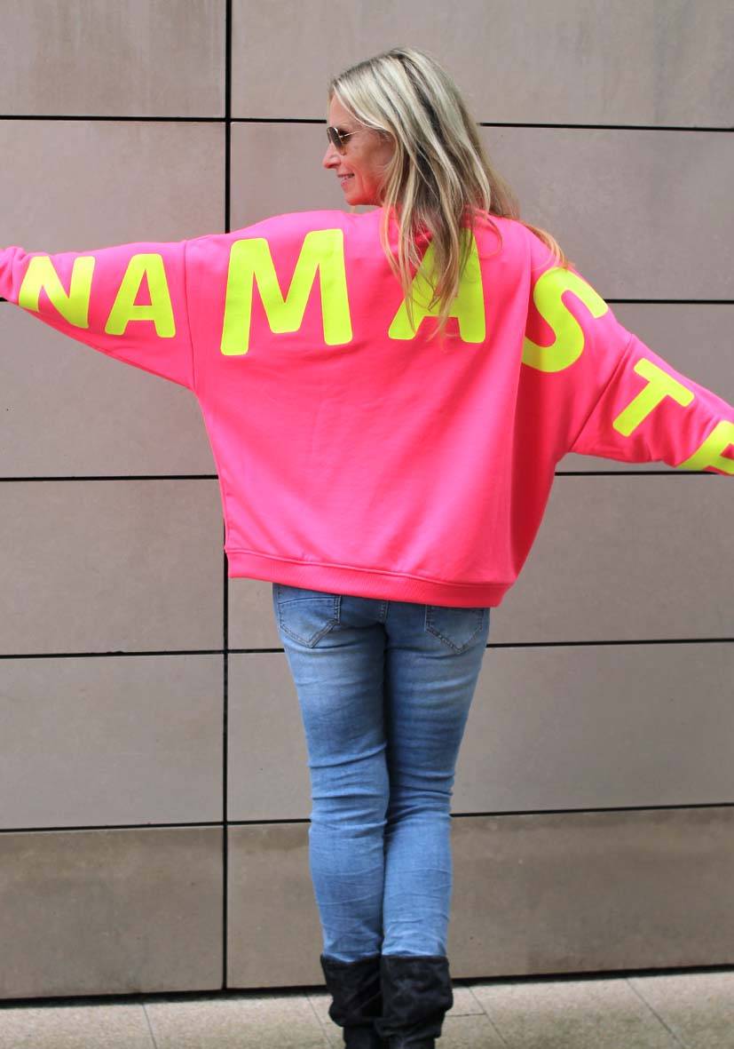 Miss Goodlife Roundneck Double Namasté Glitter – neonpink Günstiger Verkauf