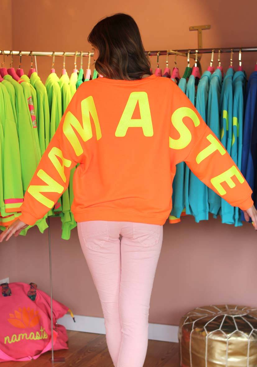 Miss Goodlife Roundneck Double Namasté Glitter – neonorange Meist gekauft