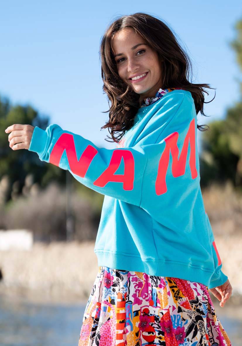 Miss Goodlife Roundneck Double Namasté – turquoise Kostenloser Versand