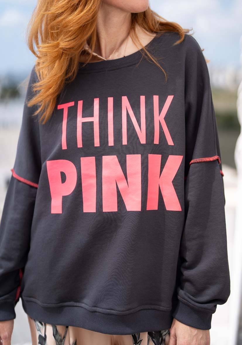 Miss Goodlife Roundneck Think Pink – anthracite Online Shopping