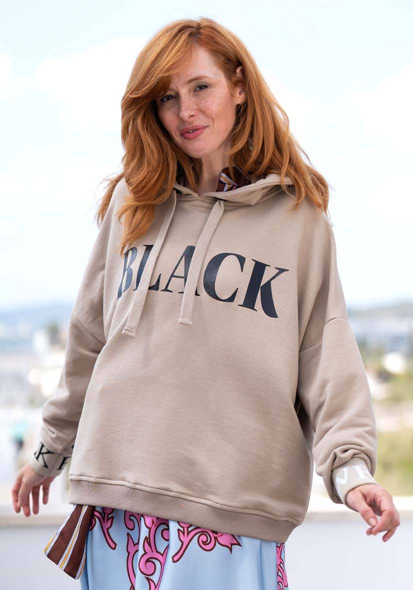 Miss Goodlife Hoodie Black and White – sand Saisonschlussverkauf