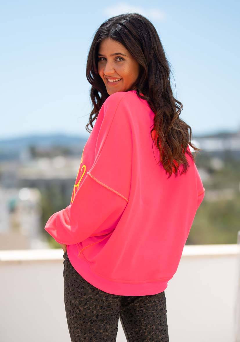 Miss Goodlife Roundneck Life is beautiful – neonpink Osterangebot