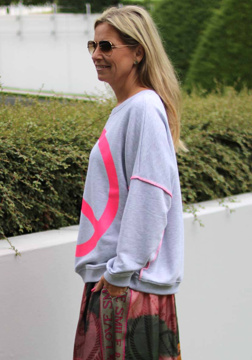 Miss Goodlife Roundneck Peace – lightgrey Heißer Verkauf