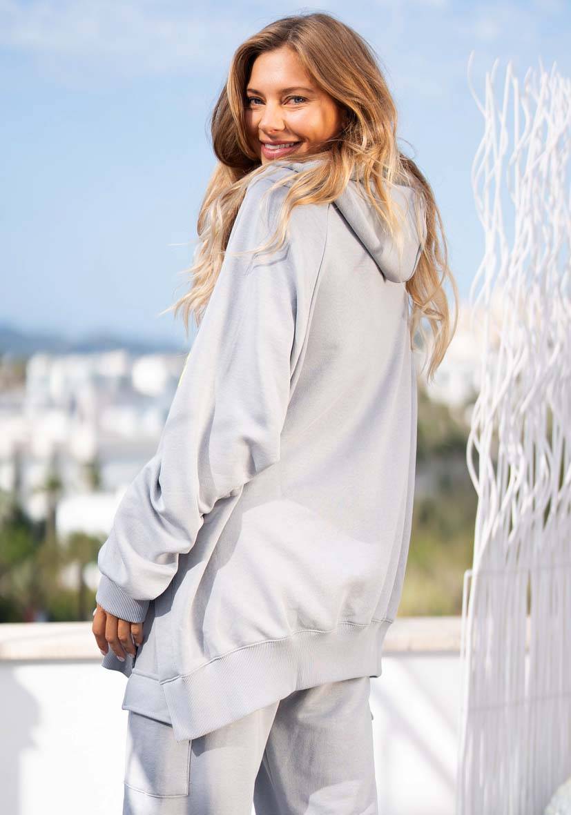 Miss Goodlife Hoodie Good Energy Namasté – lightgrey Tiefpreis