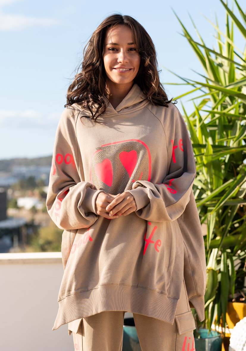 Miss Goodlife Hoodie Goodlife Heartface wide – sand/neonpink Wochenangebot