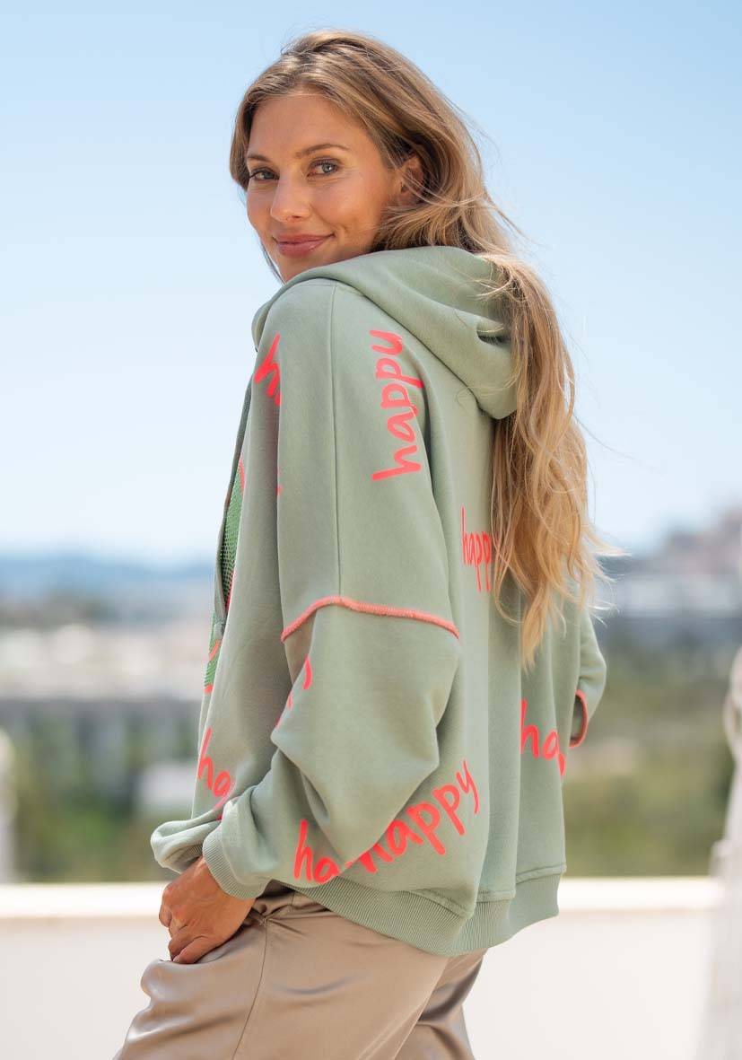 Miss Goodlife Hoodie Happy Heartface Strass – almond Kostenlose Rückgabe