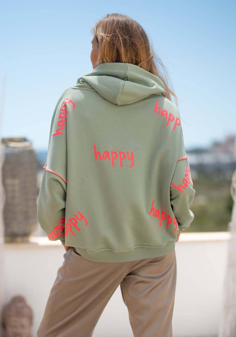 Miss Goodlife Hoodie Happy Heartface Strass – almond Kostenlose Rückgabe