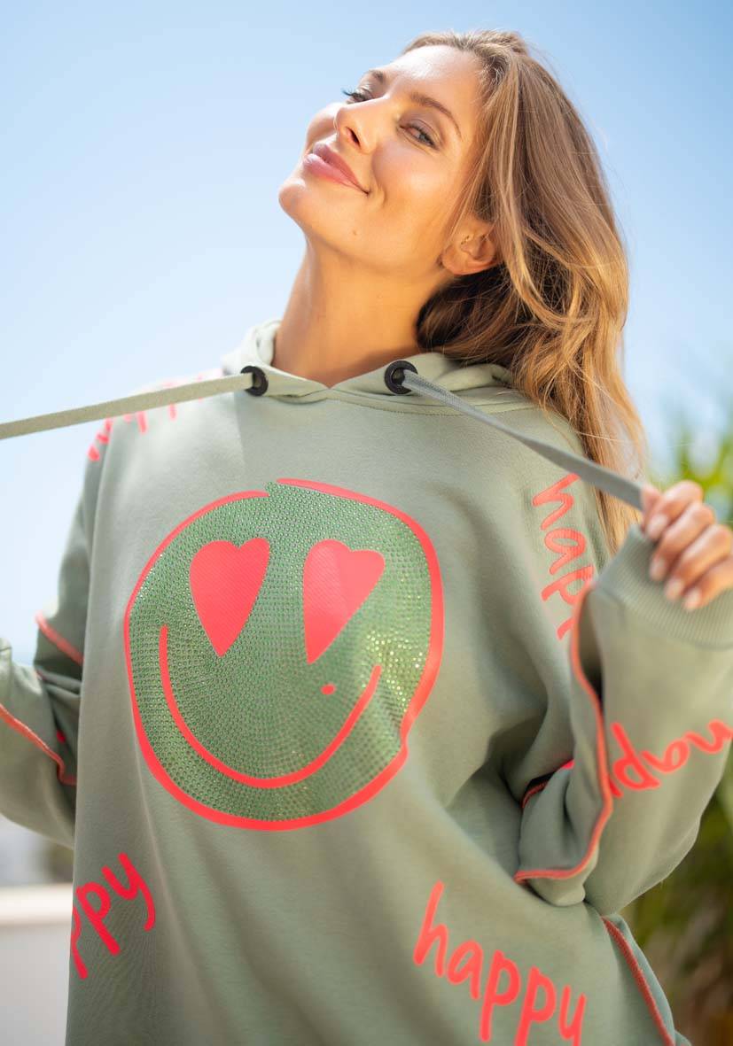 Miss Goodlife Hoodie Happy Heartface Strass – almond Kostenlose Rückgabe