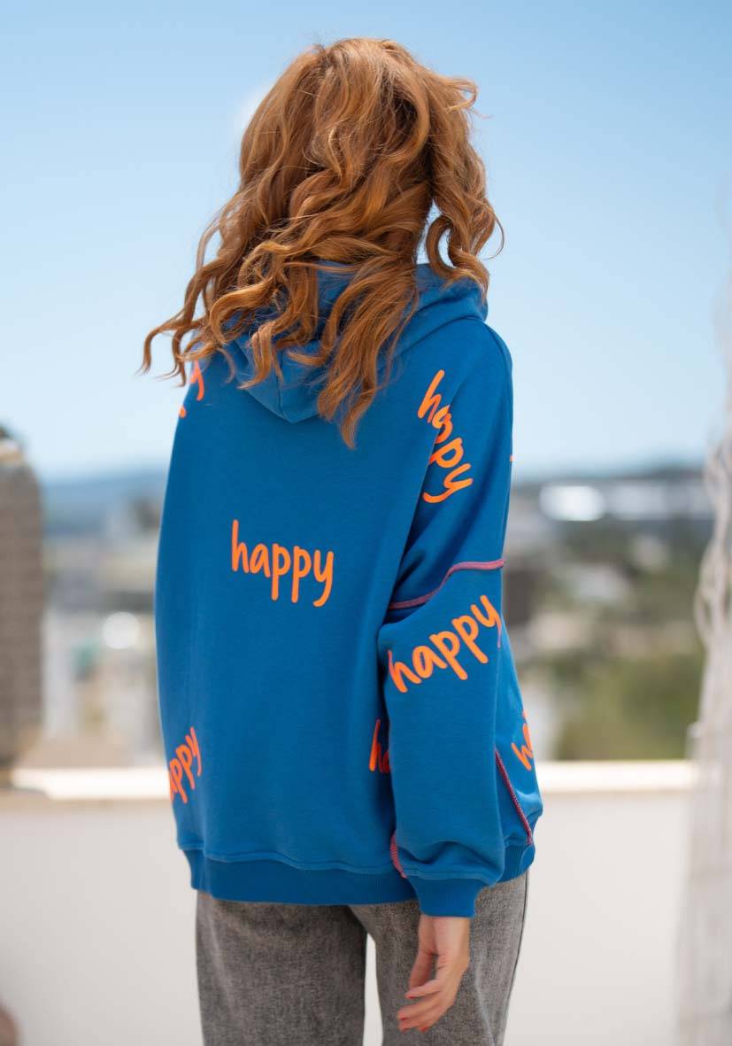 Miss Goodlife Hoodie Happy Heartface Strass – blue JETZT KAUFEN