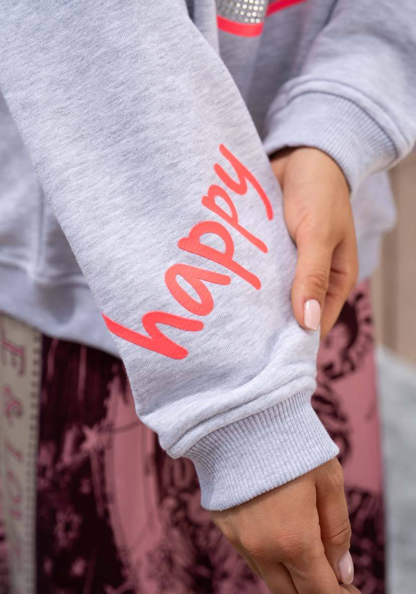 Miss Goodlife Roundneck Happy Heartface Strass – lightgrey Bis zu 50% Rabatt
