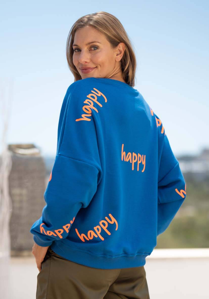 Miss Goodlife Roundneck Happy Heartface Strass – blue Bis zu 60% Rabatt