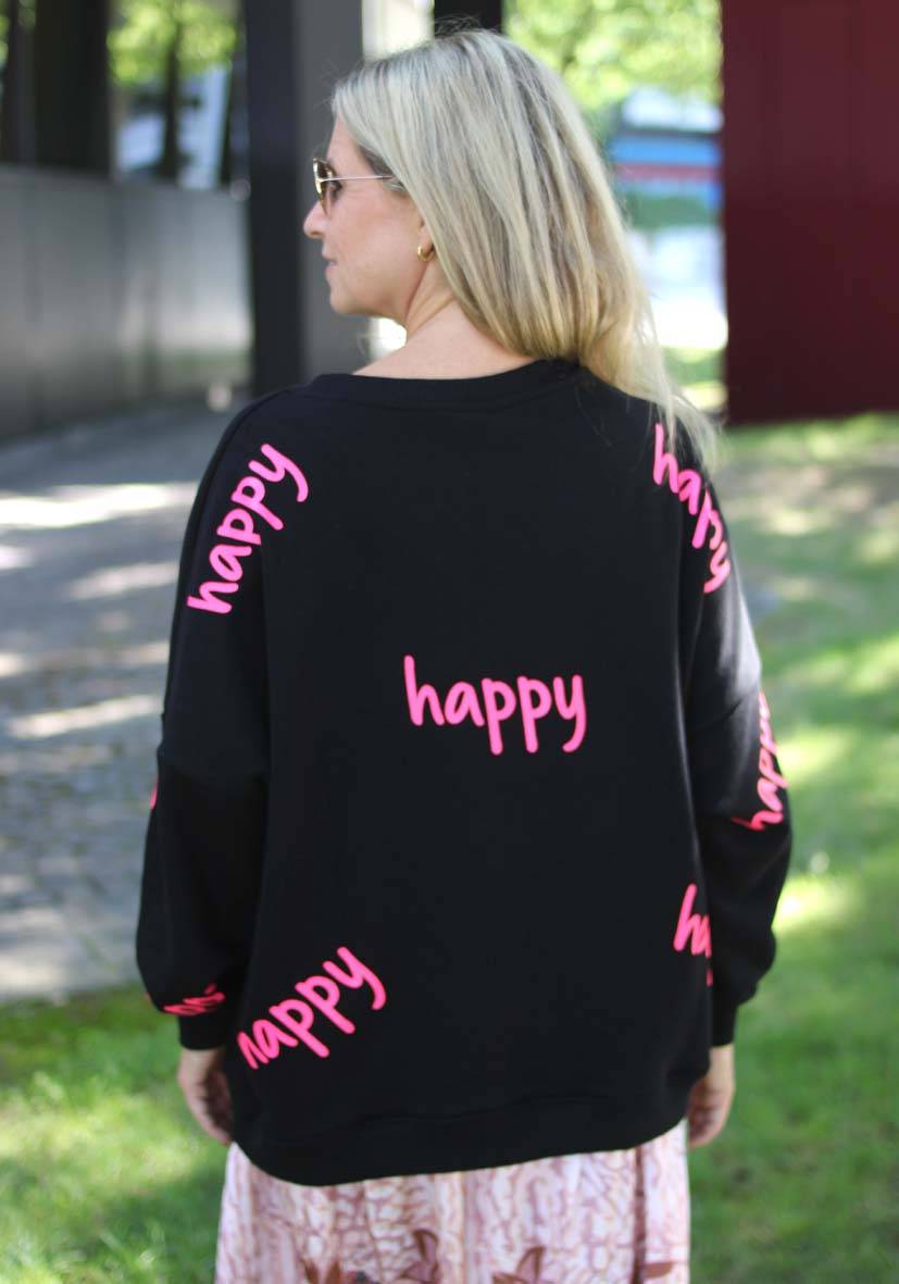 Miss Goodlife Roundneck Happy Heartface Strass – black Bis zu 65% Rabatt