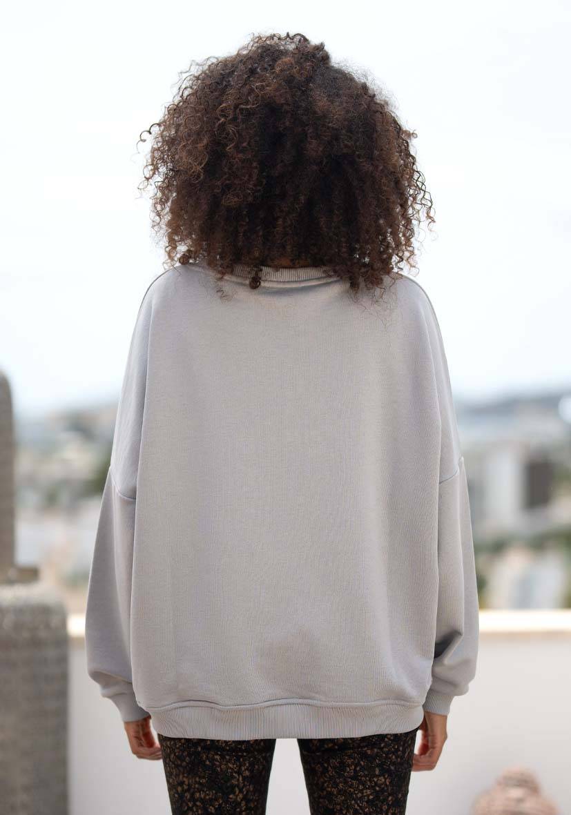 Miss Goodlife Roundneck Be happy Heartface Strass – grey Nur für heute