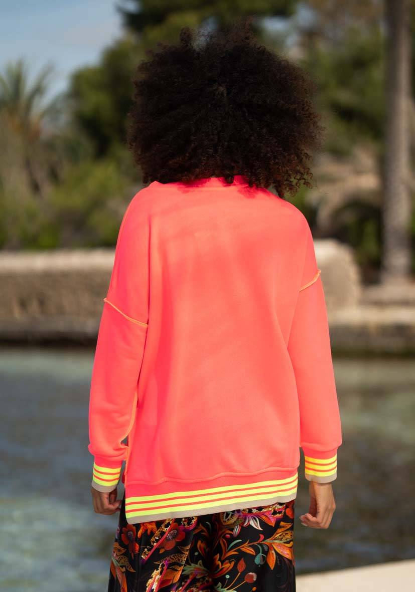 Miss Goodlife V-Neck Good Energy Namasté Strass – neonpink zollfrei